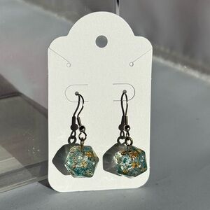 Green and Gold D20 Earrings